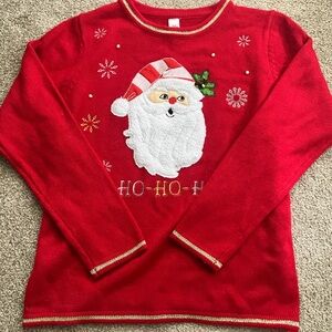 Red‎ Santa with Embroidery “Ho-Ho-Ho” Christmas Holiday Crew Neck S/4-6